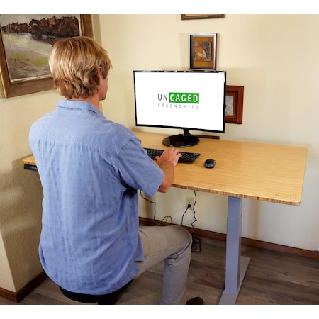Uncaged Ergonomics RiseUpElectricStandingDesk60X30"BambooDesktopSitStandOffice, RU2gb RU2GB